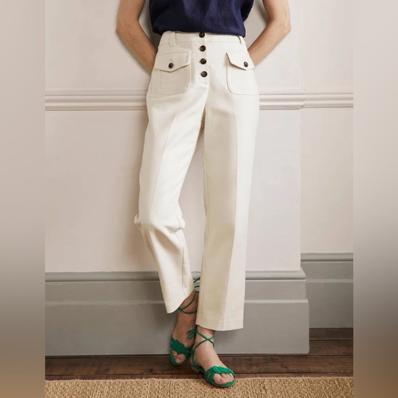 Boden Sz 16/18 Carrie High Waisted Trousers Button Fly Wide Leg Pants R0121 - Picture 2 of 9